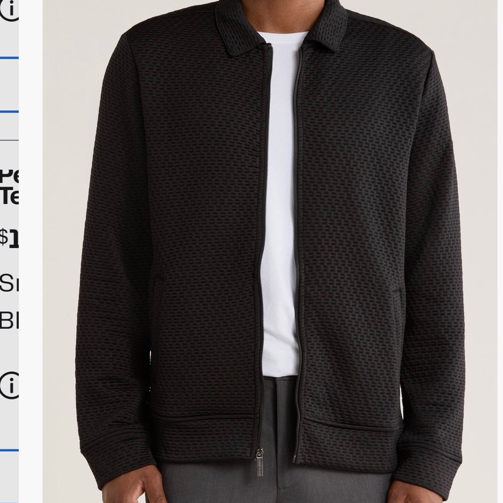 ✅NEW “Perry Ellis” Geometric Texture   Black Full Zip-Up Jacket